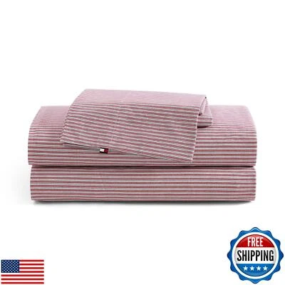 Tommy Hilfiger - Juego de sábanas, ropa de cama de algodón percal con funda de almohada a juego,  Foto 1 de 4