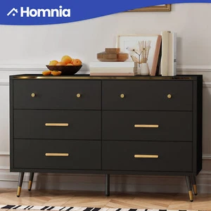 Elevated 6 Drawer Chest of Drawer Dresser for Entryway Storage Black Organizer - Picture 1 of 11