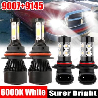 LED Headlight + Fog Light Bulbs COB For 2003 2004 2005 Dodge Ram 1500 2500 3500 - Image 1 of 4