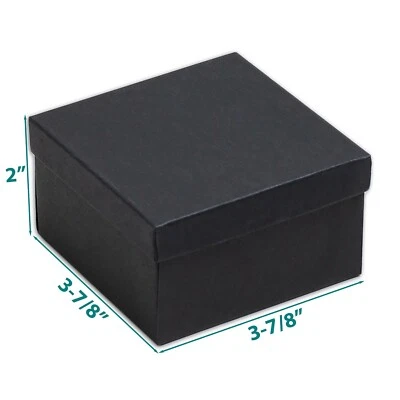 THEDISPLAYGUYS FOR YOUR MODERN LIVING 25pc 3.75 x 3.75 x 2 Matte Black Cotton Filled Jewelry GIFT BOX #34 Extra Tall