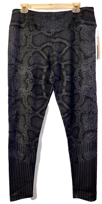 New SOFT SURROUNDINGS L (14/16) Blue Black Superslim Serpentine Fitness Leggings - Image 1 of 4