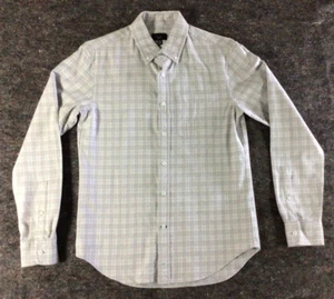 Club Monaco Men's Slim Fit Grey Plaid Button Front Long Sleeve Shirt XS - Picture 1 of 10