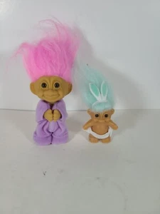 Russ Troll Doll Bunnies- Blue hair and Pink hair- 2" and 3" - Foto 1 di 5