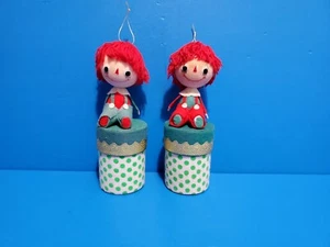 Rarität Napcoware Paar Raggedy Ann & Andy Filz Ornamente Japan - Bild 1 von 6