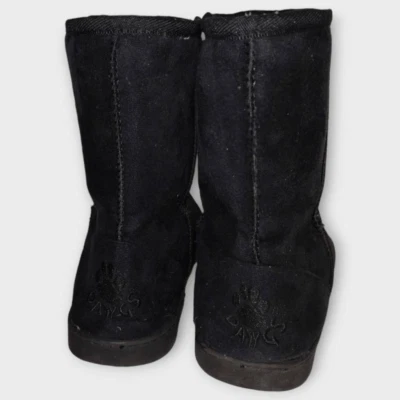 DAWGS Mujer Botas Veganas Talla 10 Negro Gamuza Blanco Oveja Cálido Peludo Invierno Foto 1 de 4