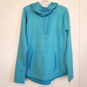 Athleta Blue Hoodie Pullover Thumbholes Size XL - Picture 1 of 6