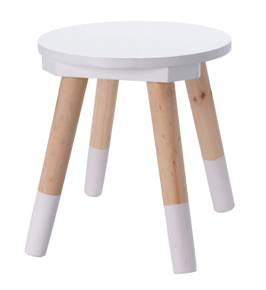 Kinder Hocker weiß / natur - Holz Sitzhcoker Blumen Pflanzen Ständer Zimmer Deko - Bild 1 von 1