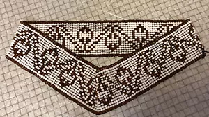 Beaded Belt Wide Women’s Elastic Belt Indian Boho Style Brown & Cream Size Small - Picture 1 of 3