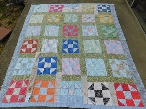 Vintage Old Tattered Quilt Patchwork CUTTER  Primitive Shabby Farmhouse 67X78 - Picture 1 of 5