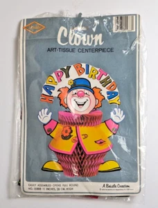 Vintage Birthday Decor - Clown Honeycomb Tissue Centerpiece NEW 11" tall - Picture 1 of 3