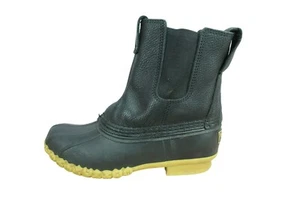 LL Bean Women's Black Leather Waterproof Chelsea Ankle Duck Boots Size 6 M - Picture 1 of 10