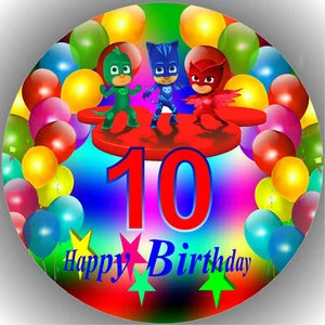 Tortenaufleger Geburtstag Tortenbild Fondant - Oblate PJ Masks  Zahl  i10 - Bild 1 von 1