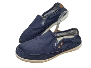 Mens Muk Luks Otto Canvas Slip-on Boat Shoes Sneaker Navy Blue Arch Support Sz12 - Picture 1 of 7