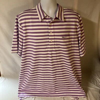 Рубашка для гольфа мужская Ralph Lauren RLX Polo 2XL XXL карман фиолетовая с серыми полосками быстрая доставка! - Изображение 1 из 4