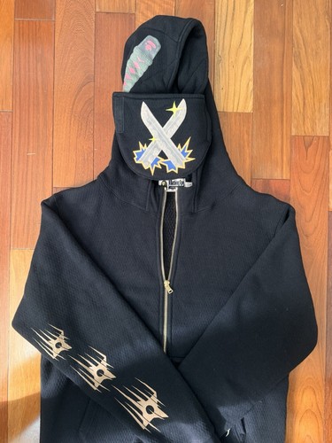 A BATHING APE (BAPE) AUTENTICA FELPA CON CAPPUCCIO A BATHING APE BAPE NINJA ZIP NERA GRANDE Ottime condizioni