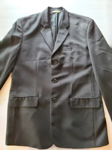 Men's Suit- Perry Ellis- Jacket 44L and Pants 36Wx32L- Black- Cotton Polyester - Picture 1 of 5