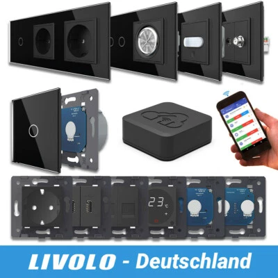 LIVOLO WiFi Touch Funk Lichtschalter Steckdose Dimmer Wechselschalter Schwarz - Bild 1 von 4