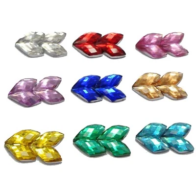 200 mosaicos de colores mezclados rombo espalda plana diamantes de imitación adornos de 12x8 mm