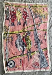 Vintage Lamont Irish Linen Geschirrtuch Stoff Wandbehang Jagdmotiv selten - Bild 1 von 12