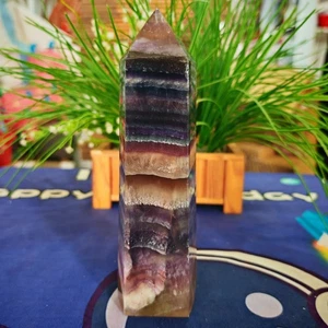 3.85LB Polishing and healing of natural colored fluorite crystal tower 1750g - Imagen 1 de 16