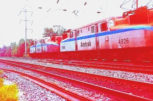 DUPLICATE KODACHROME SLIDE AMTRAK GG-1 #4926 & #4909 - Picture 1 of 1