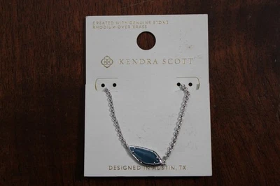 Collar Kendra Scott Elaina Cadena Plata 16" Piedra Azul Nuevo con Etiquetas Foto 1 de 4