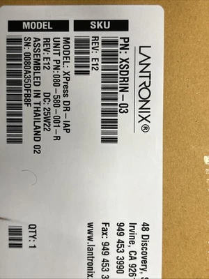 LANTRONIX XSDRIN-03 Xpress DR-IAP  Industrial Device Server Installable Protocol - Image 1 of 3