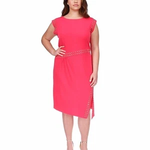 Michael Kors Astor Studded Side-Slit Midi dress deep pink NWT Retail $165 - 2X - Picture 1 of 11