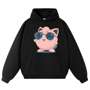 Pokémon Jigglypuff Sunglasses Cartoon Hoodie Unisex Casual Trendy Sweatshirt - Picture 1 of 18