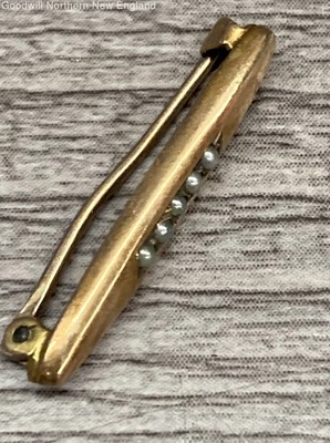 Broche prendedor barra joyería vintage oro rosa 10K 0,875" 0,61 g Foto 1 de 4