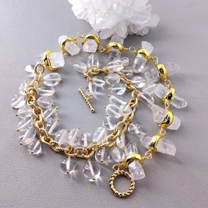 Real Crystal Stone Quartz Woman Choker Necklace Asymmetric Necklace Designer - Picture 1 of 9