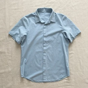 Lululemon Airing Easy Short Sleeve Button Up Shirt in Blue Men's Size Large - Picture 1 of 9