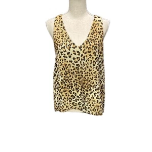 Top smanicato Francescas Everly marrone stampa animalier foderato ghepardo taglia small nuovo con etichette - Foto 1 di 6