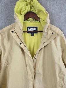 Lands End Space Saver Women's 3XL Full Zip Windbreaker Jacket Beige Hooded NEW - Picture 1 of 13