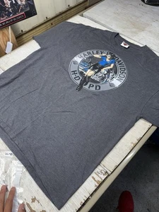 Harley Davidson D/S Shirt Mens XL Pinup Girl Biker PD Police New Castle PA Bike - Picture 1 of 5