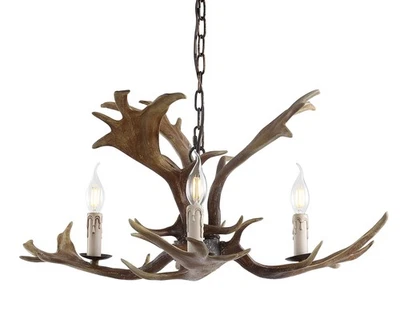 JYL6303A Eldora 27" Cuerno de Resina Ajustable 3 Luces LED Araña, Rústico, Co... Foto 1 de 4