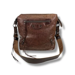 BALENCIAGA The Day Shoulder Bag The Men's Day 141175 Brown Hobo Bag w/Cards - Picture 1 of 24