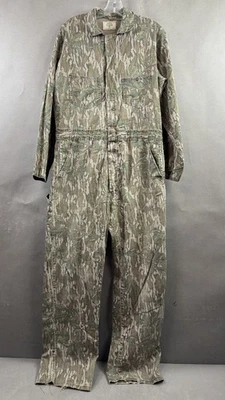 Vintage Mossy Oak Coveralls Mens Medium Original Camo Made USA Talon Green Leaf - Image 1 of 4