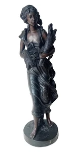 Statue Harvester Metal Glazed 23 5/8in (H) Weight 22lbs Woman Miete Corn Summer - Picture 1 of 15