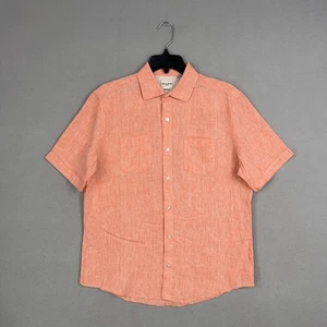 Murano Baird McNutt Shirt Mens Medium Orange Resort Vacation Coastal 100% Linen - Picture 1 of 12
