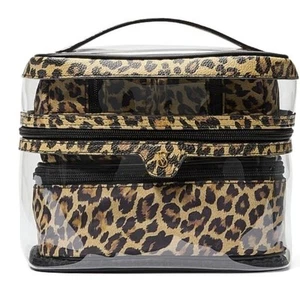 Victoria’s Secret 4-Piece Train Case MAKEUP BAG Set LEOPARD PRINT NWT - Picture 1 of 3