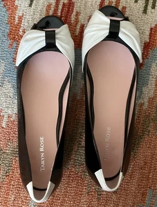 Taryn Rose Black and White Patent Leather Flats Size 10 - Picture 1 of 6