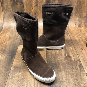 Converse Chuck Taylor Andover Hi Brown Suede Sneaker Boot Shoe Women's Sz 8 MINT - Picture 1 of 11