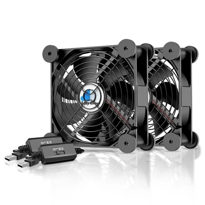 Paquete de 2 ventiladores de computadora USB pequeños de 120 mm ventilador de estuche de 3 velocidades para receptor de gabinete de PC Xbox Foto 1 de 4