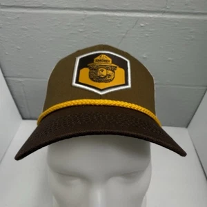 SMOKEY THE BEAR Rope Hat Cap Mens SnapBack Brown Patch Logo Forest Fire Outdoors - Picture 1 of 11
