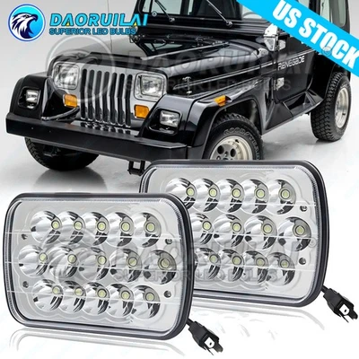For Jeep 84-2001 Cherokee XJ 86-1995 Wrangler 5x7" 7x6 LED Headlights Pair - Image 1 of 4