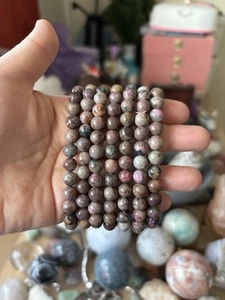 Handmade 7mm Rare Pink Sugilite Beaded Crystal Bracelet - Picture 1 of 2