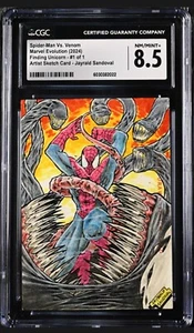 2024 Finding Unicorn Marvel Evolution SPIDER-MAN vs VENOM Sketchkarte 1 von 1 - Bild 1 von 2