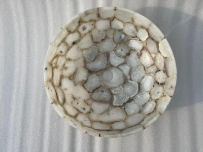 Lavabo redondo de piedra de ágata blanca para baño lavabo lavabo decoración de restaurante Foto 1 de 4