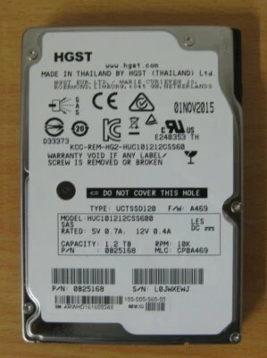 Lot Of 10 Hitachi Ultrastar 1.2TB 2.5" 10K SAS HDD HUC101212CSS600 0B25168 - Image 1 of 4